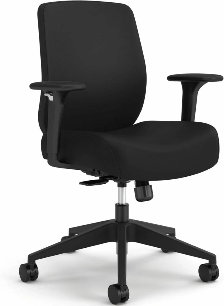 HON Altern Ergonomic Office Chair with Adjustable Lumbar Support, Mid Back Mesh Design, Synchro-Tilt Tension, and 3.5" Thick Foam Seat Cushion - Black