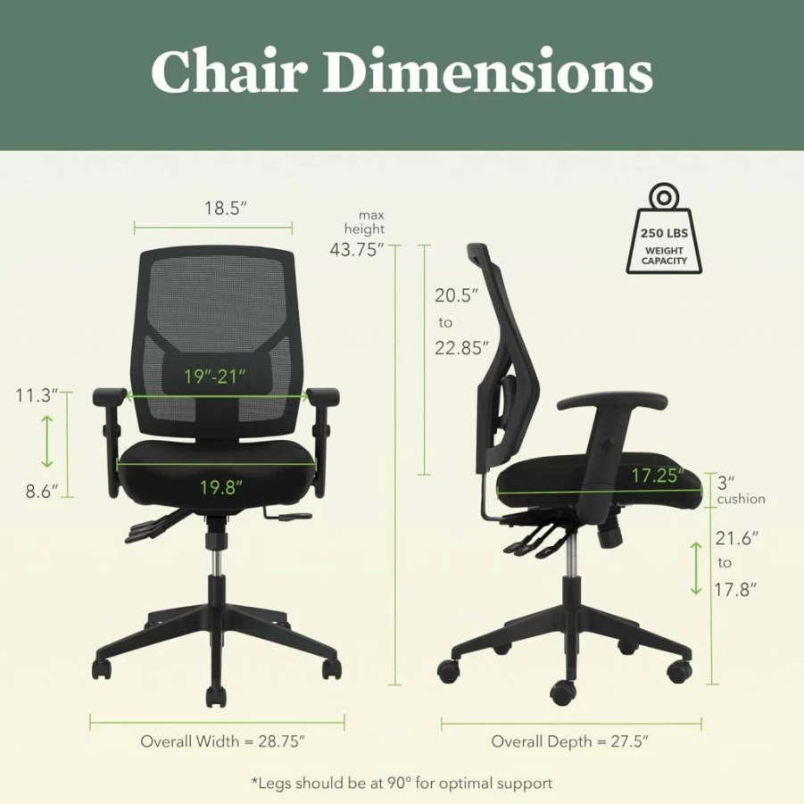 HON Torch Ergonomic Office Chair with Mid-Back Support, Adjustable Tilt-Tension Recline, 360-Degree Swivel, Fixed Arms, and Breathable Fabric Seat for Home or Workspace