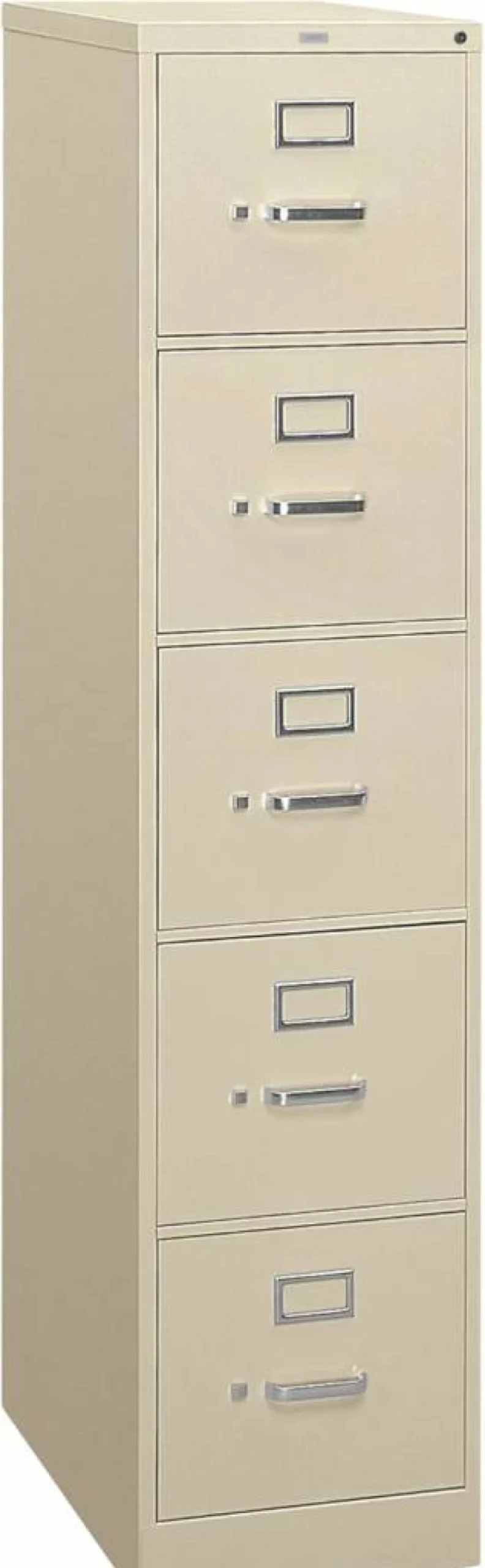 HON 4-Drawer Locking Metal File Cabinet, Letter Size Vertical Filing Cabinet for Office, 25" Deep, Putty Finish, Hanging File Storage