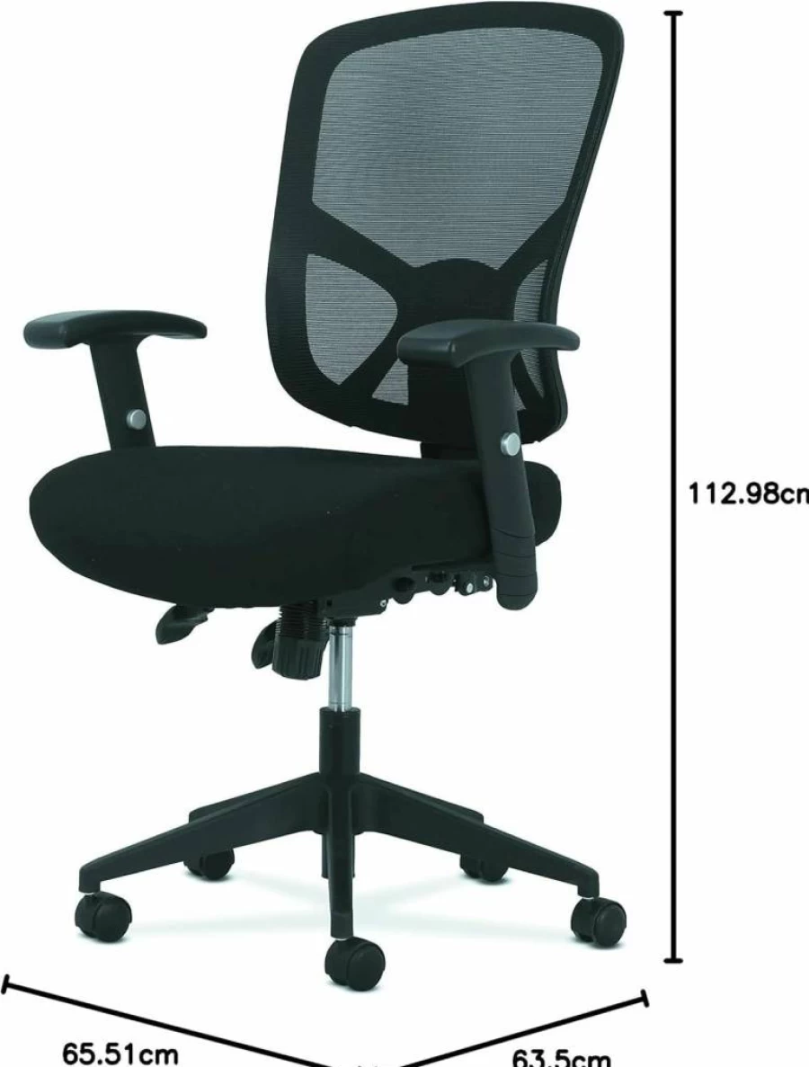 HON Sadie Executive Ergonomic Office Chair - Black Leather with Chrome Arms, Lumbar Support & 360 Swivel