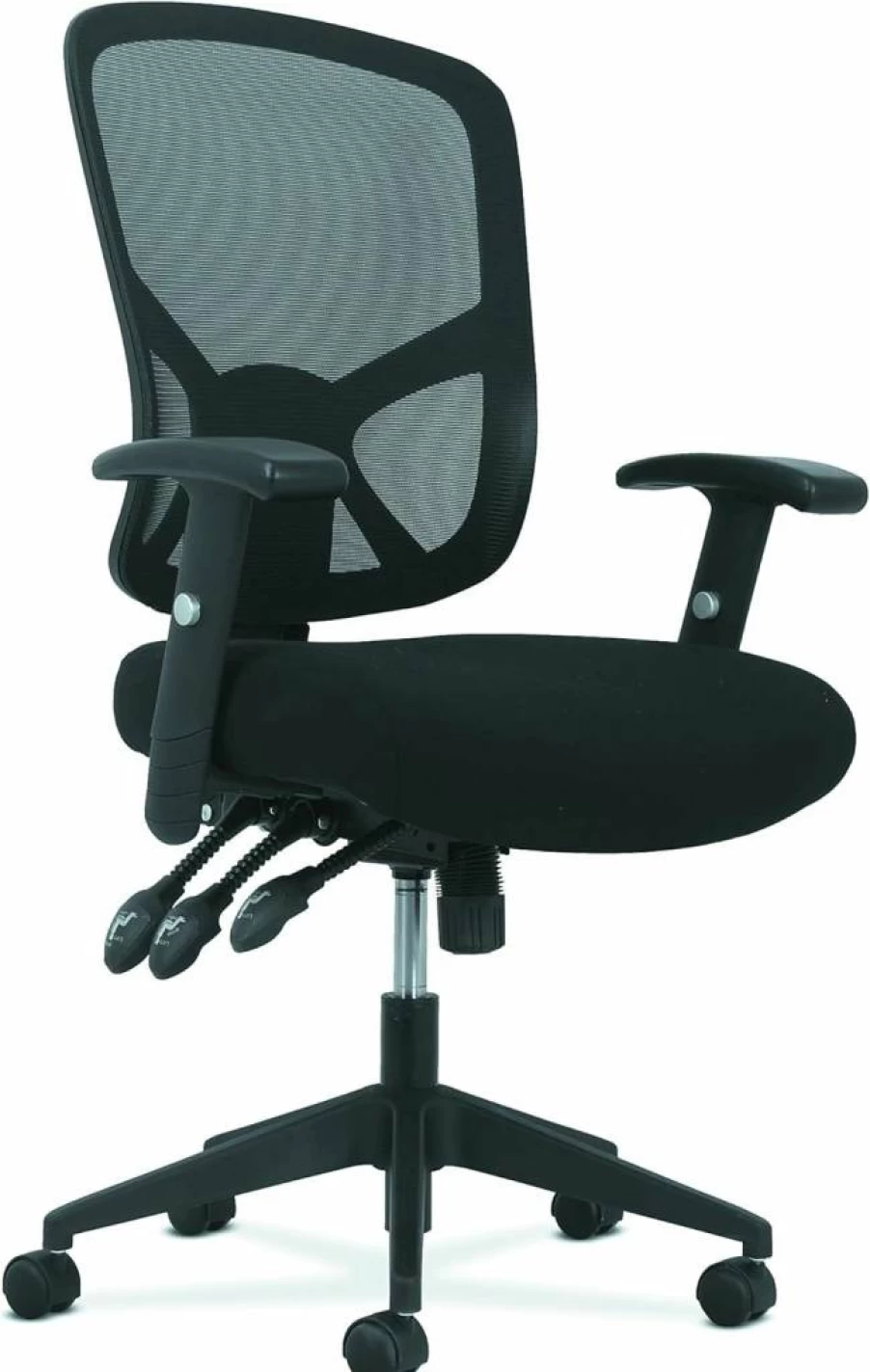 HON Sadie Executive Leather Office Chair - Ergonomic Adjustable Arms, Lumbar Support, 360° Swivel, Black
