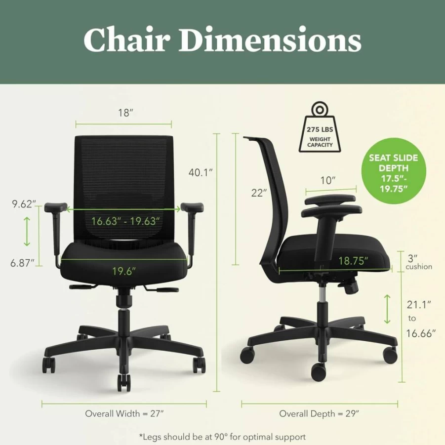HON Convergence Ergonomic Office Chair with Breathable Mesh Back, Adjustable Lumbar Support, Swivel Wheels, and Synchro-Tilt Recline for Maximum Comfort