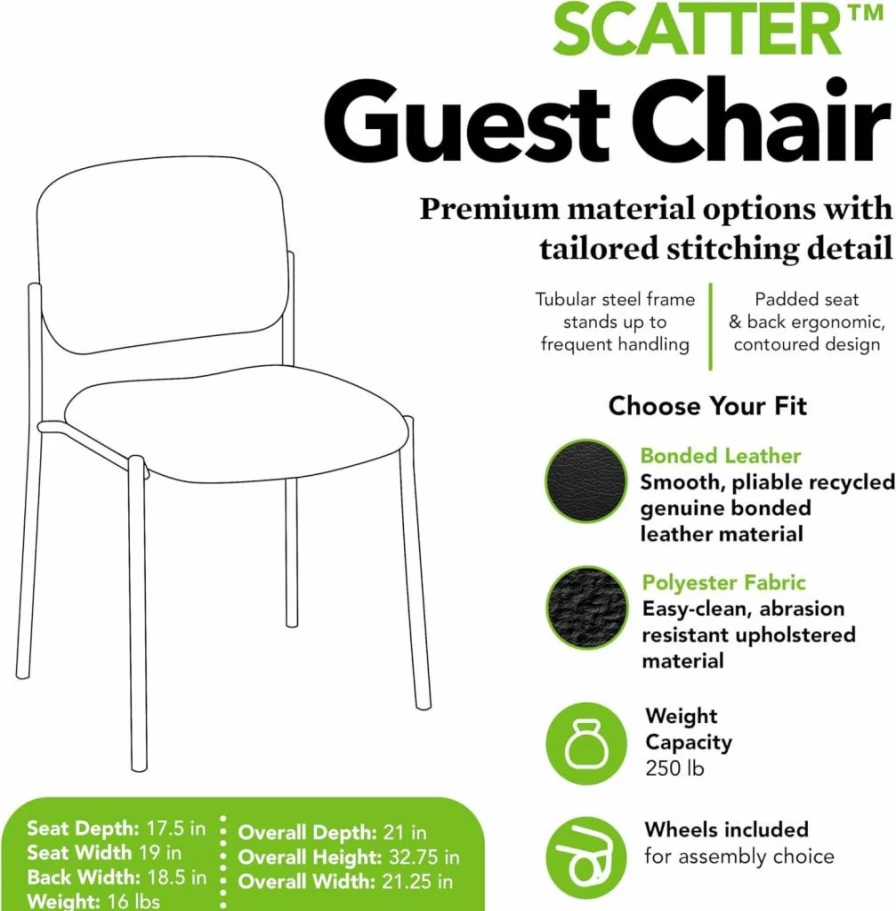 HON Lota Guest Chair with Mesh Back, Fabric Seat, Arms, and Casters - Black Office Side Chair for Lobby and Waiting Areas