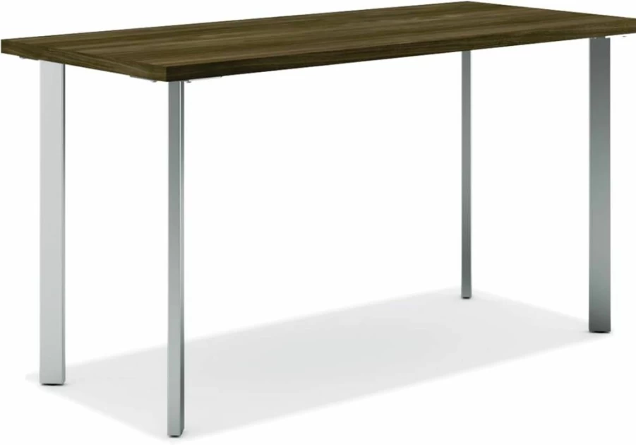 HON Coze 54 Inch Home Office Desk with Natural Recon Wood Top and Silver Metal Base, Sturdy Computer Workstation