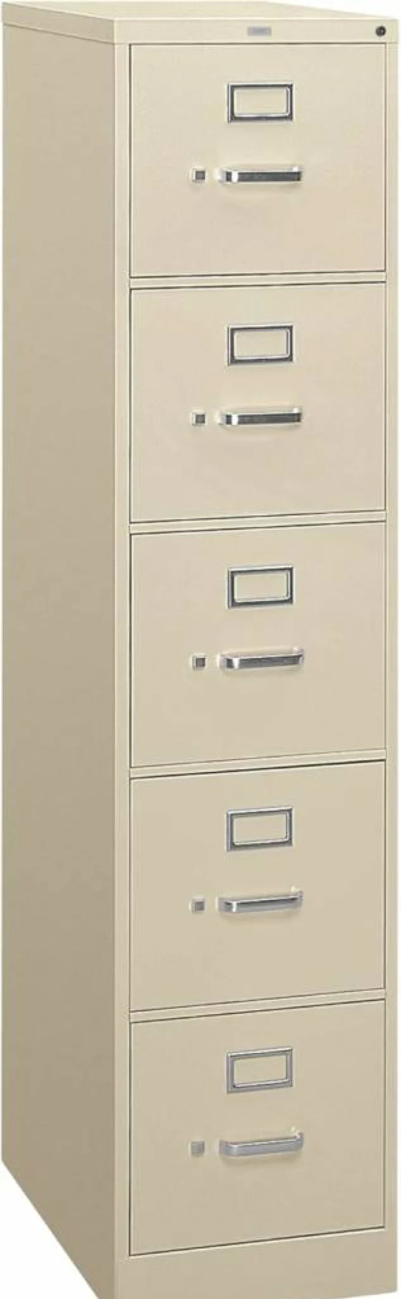 HON 5-Drawer Locking Vertical File Cabinet, Metal Letter Size Filing Cabinet for Office, 26.5" Deep Putty Storage with Hanging File Hooks