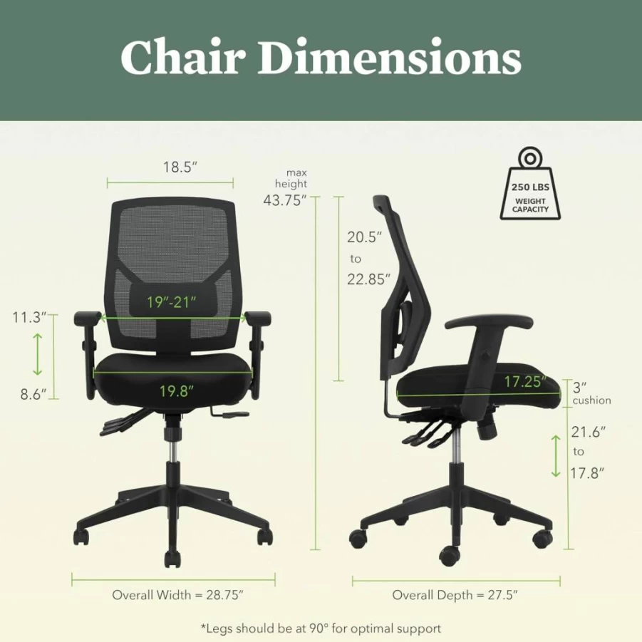 HON Crio Big and Tall Office Chair – Heavy Duty 450Lbs Capacity, Extra Wide Reclining Desk Chair with Swivel Wheels, Ergonomic Support for Long Hours