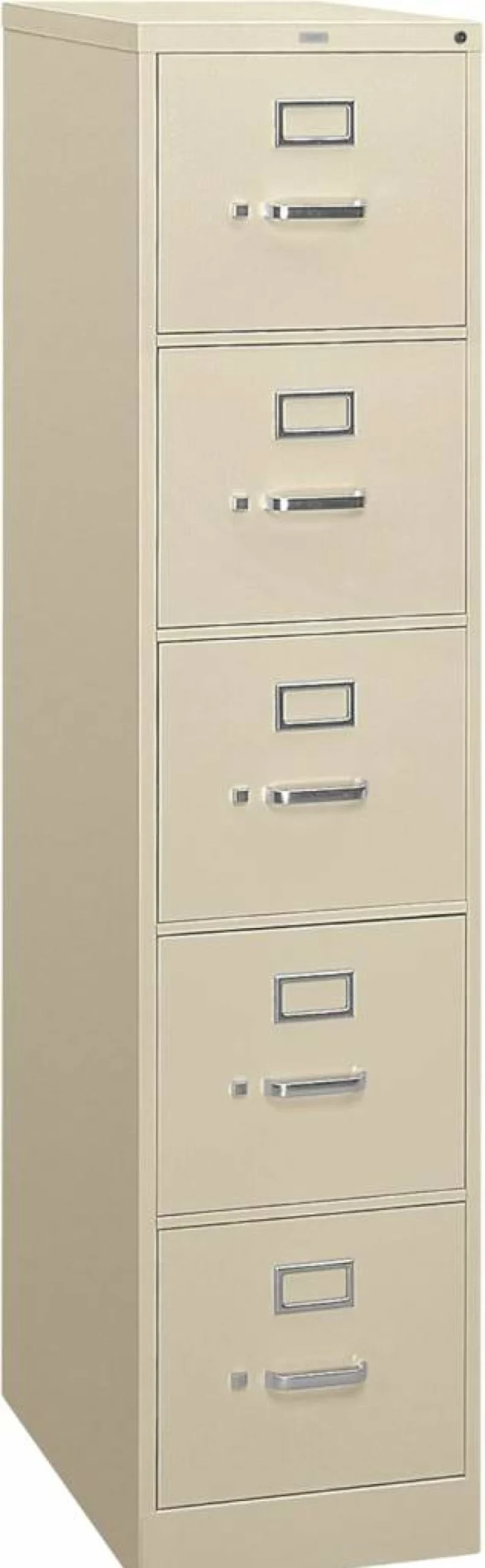 HON 4-Drawer Locking Vertical File Cabinet, 26.5" Deep Metal Filing Cabinet for Letter & Hanging Files, Putty Finish