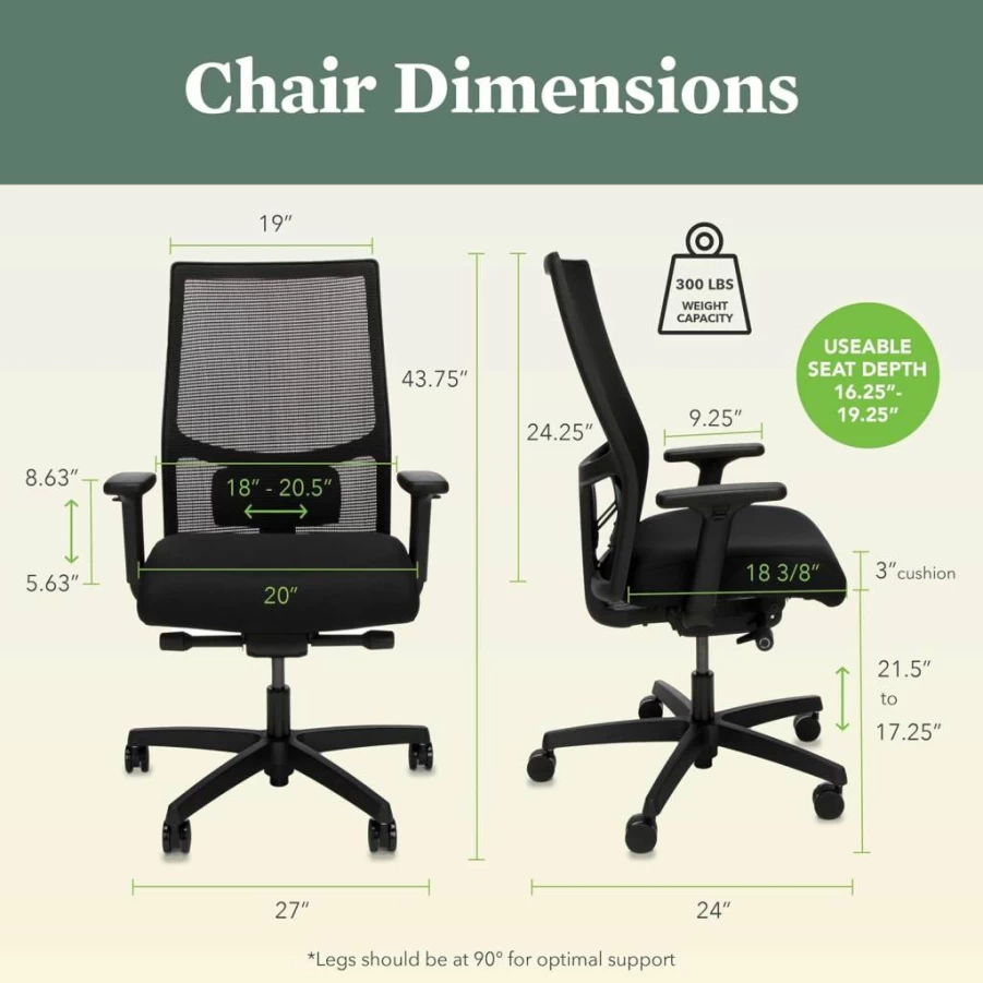 HON Ignition 2.0 Mesh Office Chair - Ergonomic Synchro-Tilt Recline Executive Chair for Home, Computer & Gaming, Black