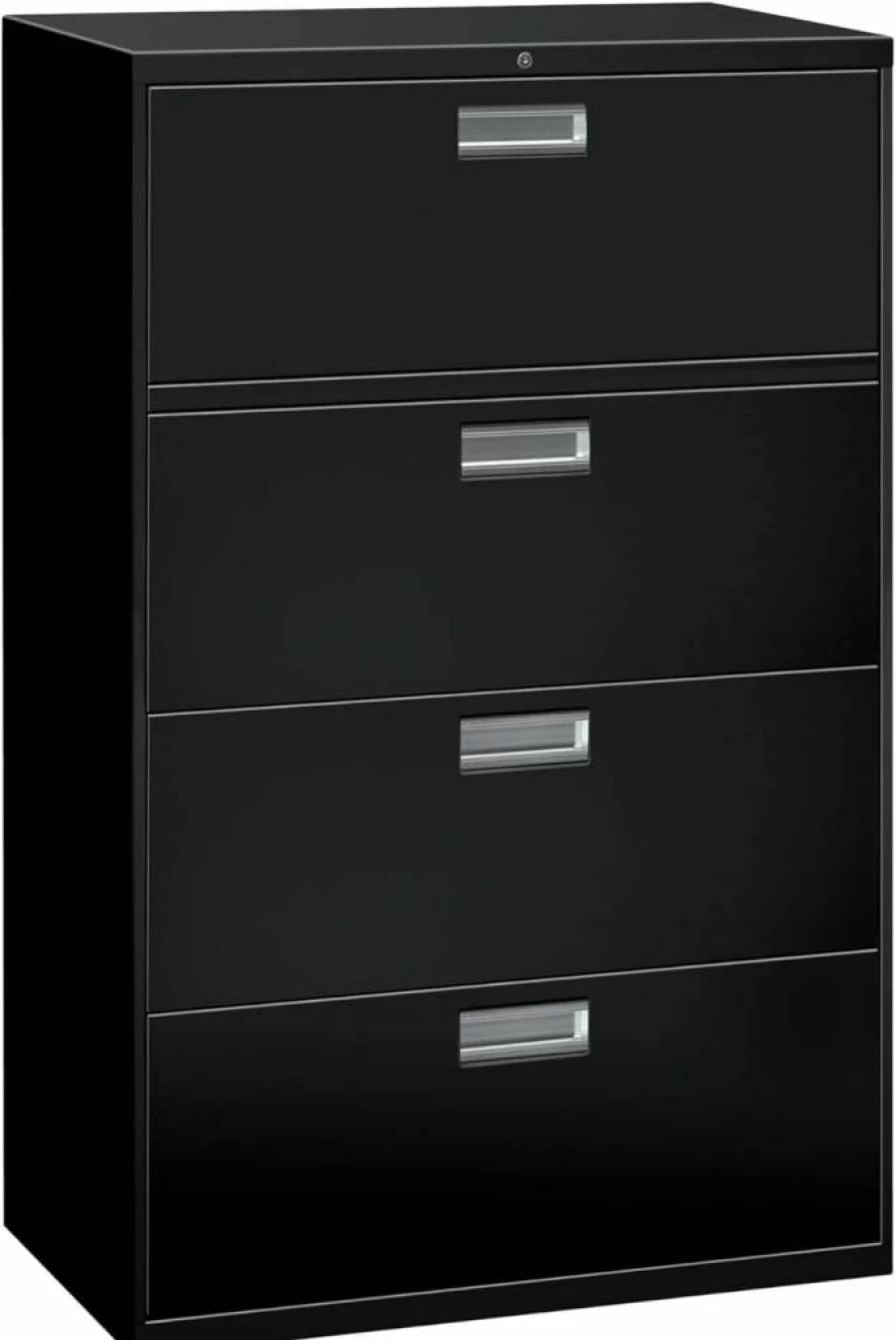HON 5-Drawer Lockable Lateral File Cabinet - 18" Deep Metal Office Storage for A4, Legal, Letter Files with Adjustable Hangrails, Putty Finish