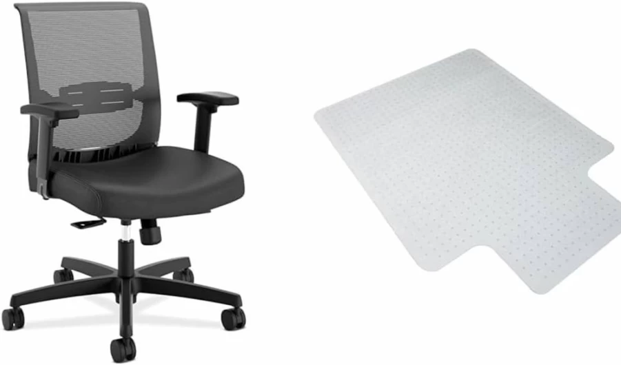 HON Convergence Ergonomic Office Chair - Adjustable Mesh Desk Chair with Lumbar Support, Swivel Wheels & Synchro-Tilt Recline - Black