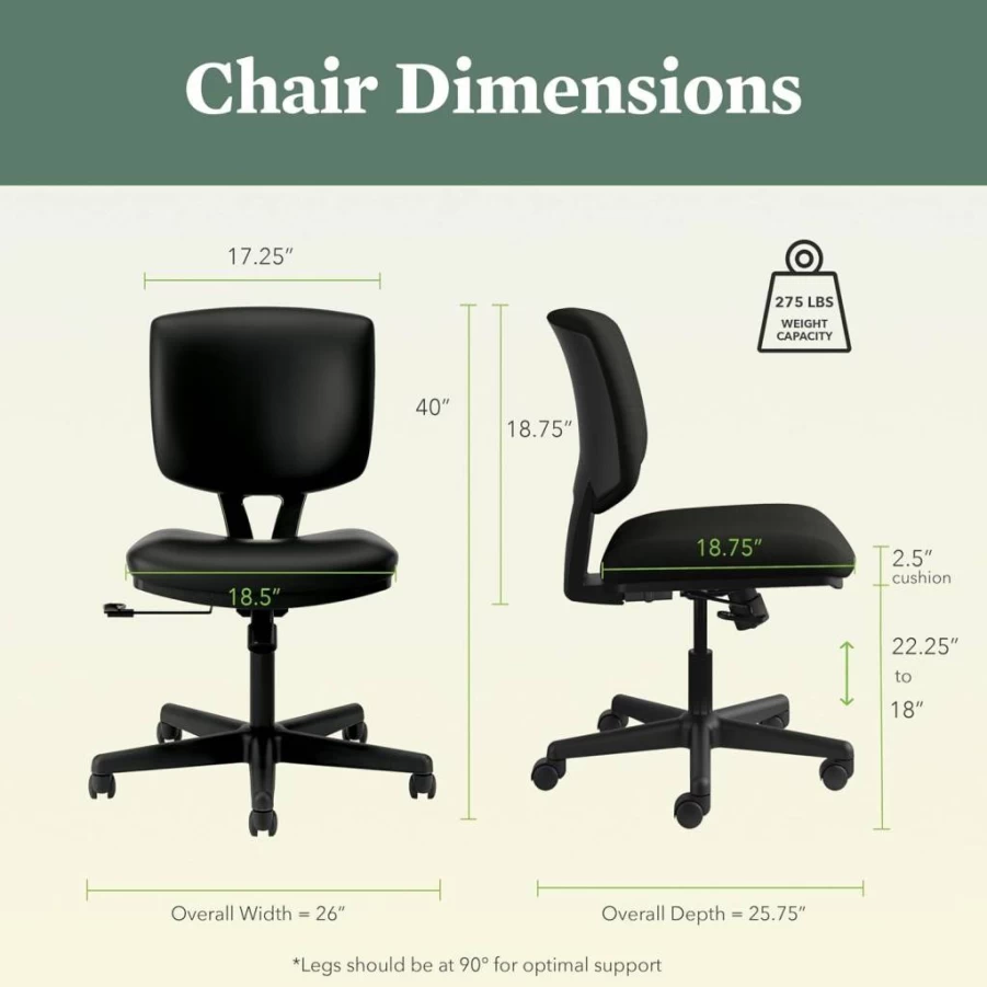 HON Volt Ergonomic Mesh Office Chair with Adjustable Recline, Tilt, and Wheels for Home & Desk, Black